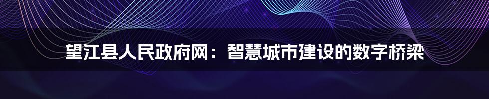 望江县人民政府网：智慧城市建设的数字桥梁