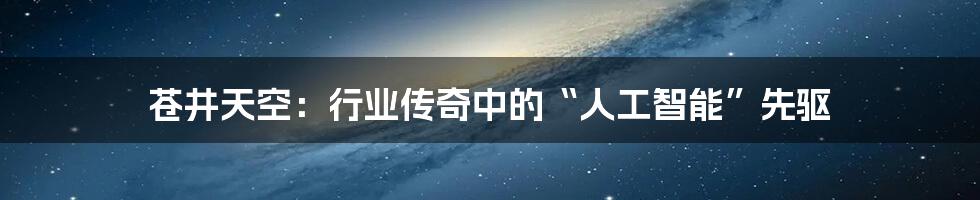 苍井天空：行业传奇中的“人工智能”先驱