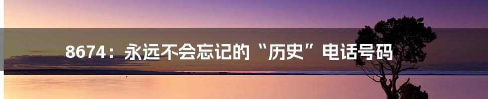 8674：永远不会忘记的“历史”电话号码