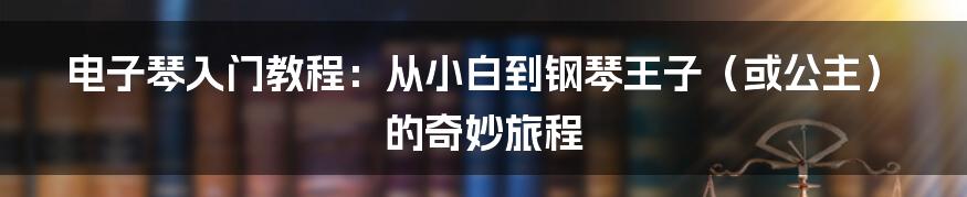 电子琴入门教程：从小白到钢琴王子（或公主）的奇妙旅程