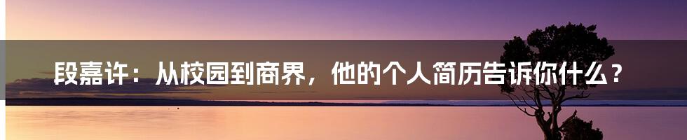 段嘉许：从校园到商界，他的个人简历告诉你什么？