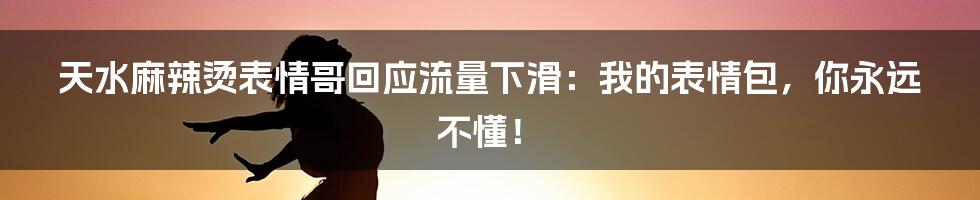 天水麻辣烫表情哥回应流量下滑：我的表情包，你永远不懂！