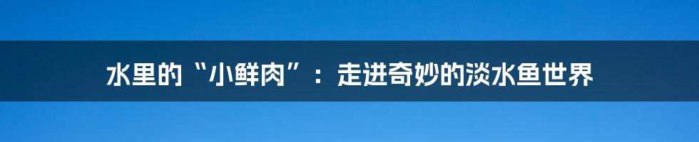 水里的“小鲜肉”：走进奇妙的淡水鱼世界