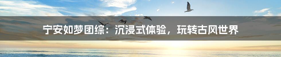 宁安如梦团综：沉浸式体验，玩转古风世界