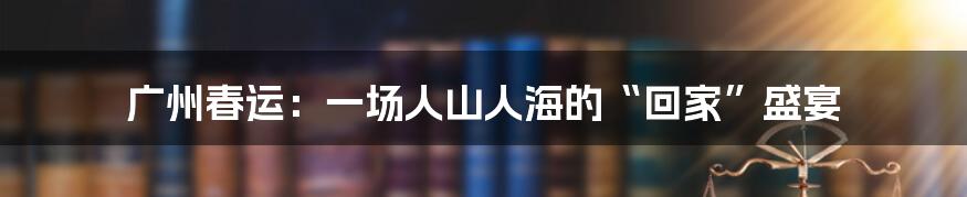 广州春运：一场人山人海的“回家”盛宴