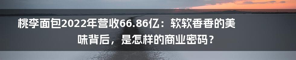 桃李面包2022年营收66.86亿：软软香香的美味背后，是怎样的商业密码？