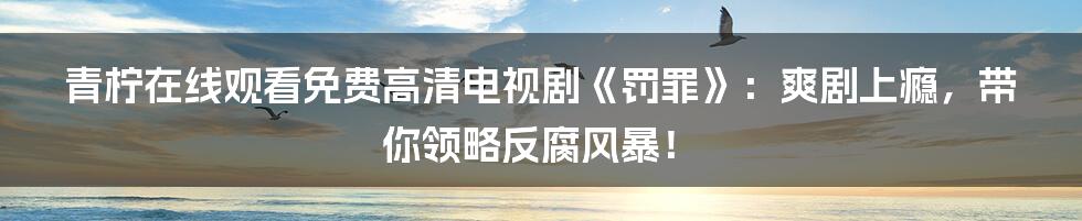 青柠在线观看免费高清电视剧《罚罪》：爽剧上瘾，带你领略反腐风暴！