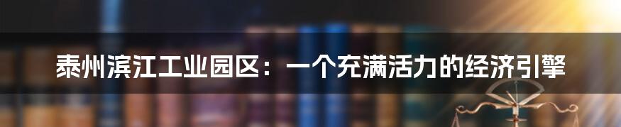 泰州滨江工业园区：一个充满活力的经济引擎