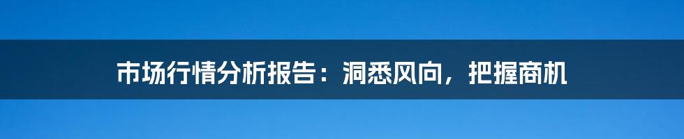 市场行情分析报告：洞悉风向，把握商机