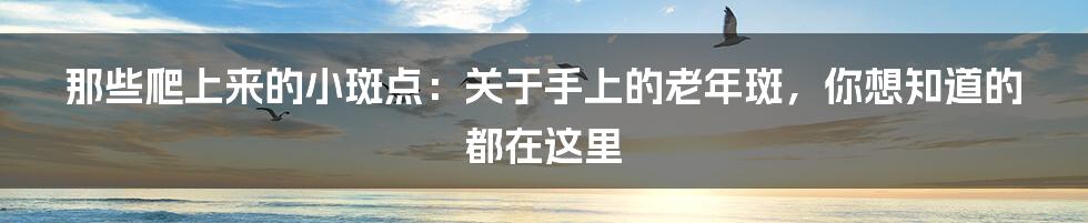 那些爬上来的小斑点：关于手上的老年斑，你想知道的都在这里