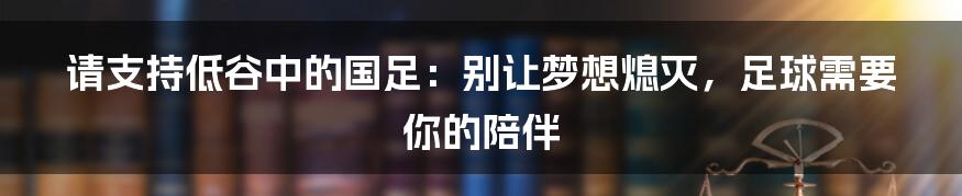 请支持低谷中的国足：别让梦想熄灭，足球需要你的陪伴