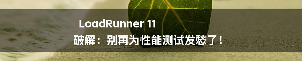 LoadRunner 11 破解：别再为性能测试发愁了！