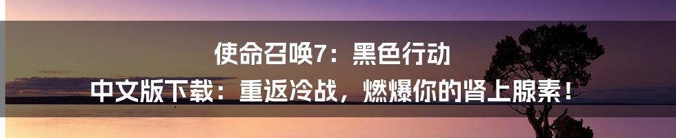 使命召唤7：黑色行动 中文版下载：重返冷战，燃爆你的肾上腺素！