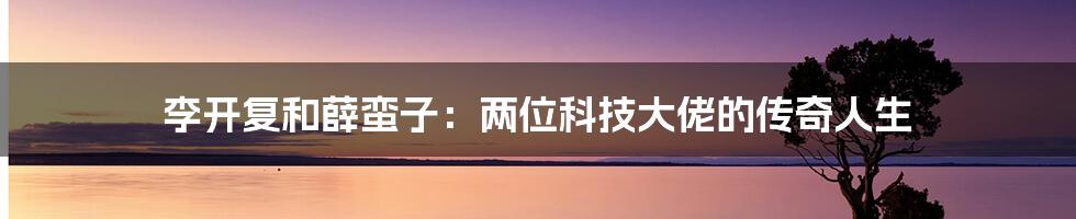 李开复和薛蛮子：两位科技大佬的传奇人生