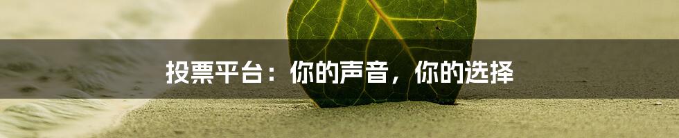 投票平台：你的声音，你的选择