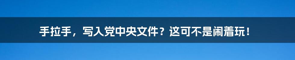 手拉手，写入党中央文件？这可不是闹着玩！