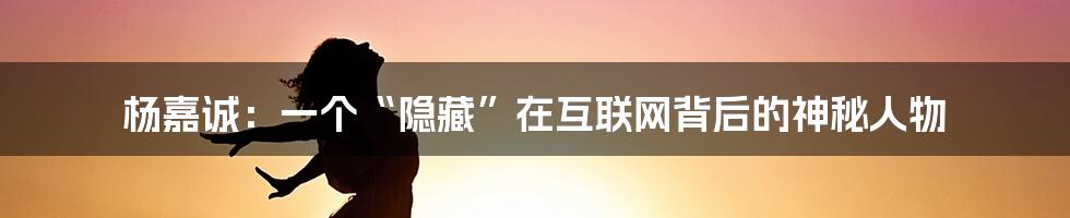 杨嘉诚：一个“隐藏”在互联网背后的神秘人物