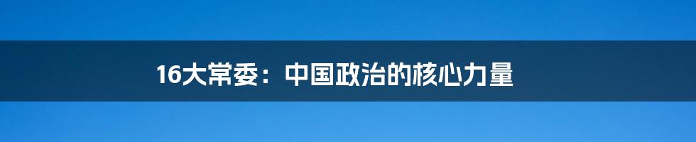 16大常委：中国政治的核心力量