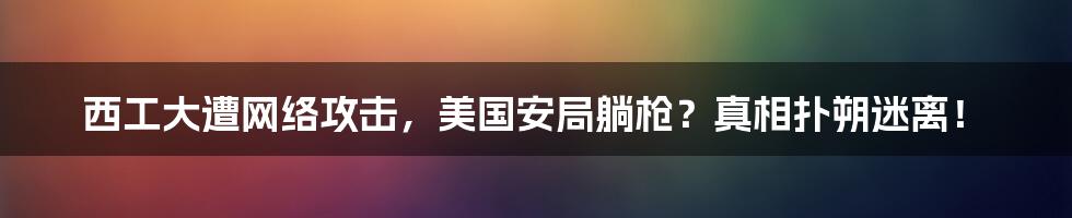 西工大遭网络攻击，美国安局躺枪？真相扑朔迷离！