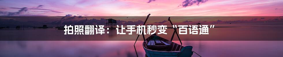 拍照翻译：让手机秒变“百语通”