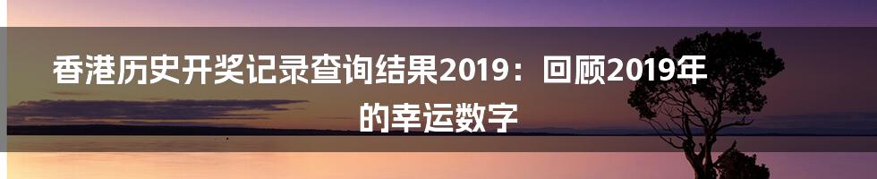 香港历史开奖记录查询结果2019：回顾2019年的幸运数字