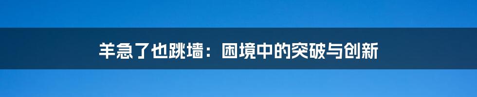 羊急了也跳墙：困境中的突破与创新