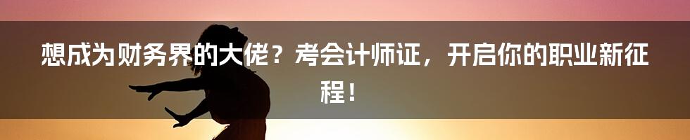 想成为财务界的大佬？考会计师证，开启你的职业新征程！