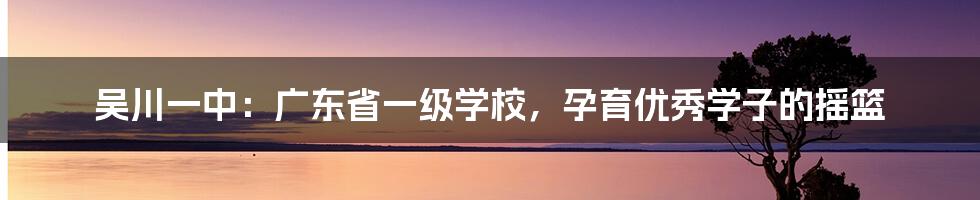 吴川一中：广东省一级学校，孕育优秀学子的摇篮