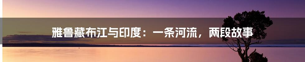 雅鲁藏布江与印度：一条河流，两段故事