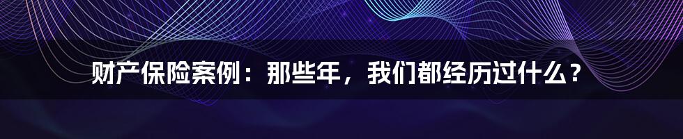 财产保险案例：那些年，我们都经历过什么？