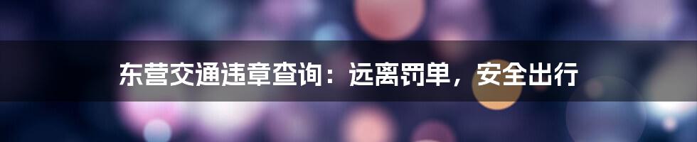 东营交通违章查询：远离罚单，安全出行