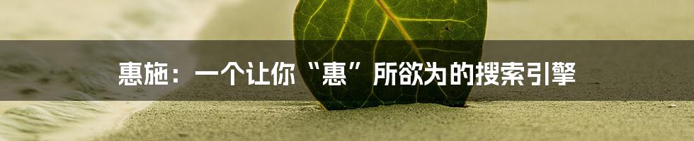 惠施：一个让你“惠”所欲为的搜索引擎