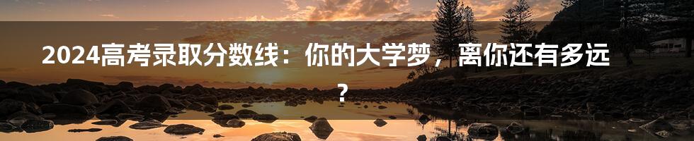 2024高考录取分数线：你的大学梦，离你还有多远？