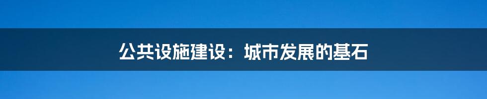 公共设施建设：城市发展的基石