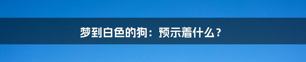 梦到白色的狗：预示着什么？