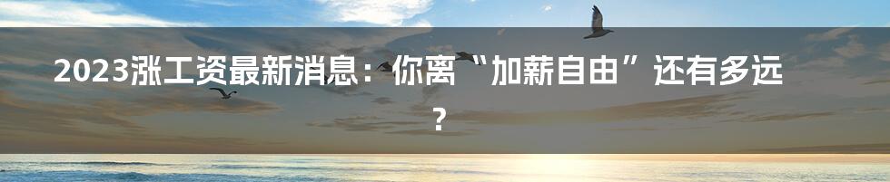 2023涨工资最新消息：你离“加薪自由”还有多远？