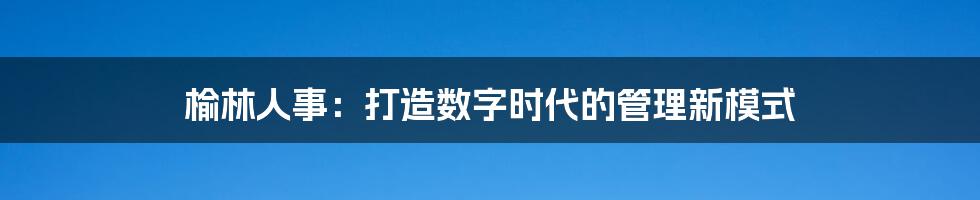 榆林人事：打造数字时代的管理新模式