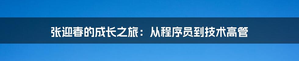 张迎春的成长之旅：从程序员到技术高管