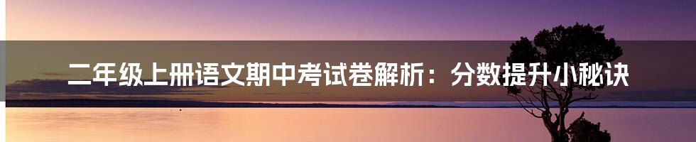 二年级上册语文期中考试卷解析：分数提升小秘诀