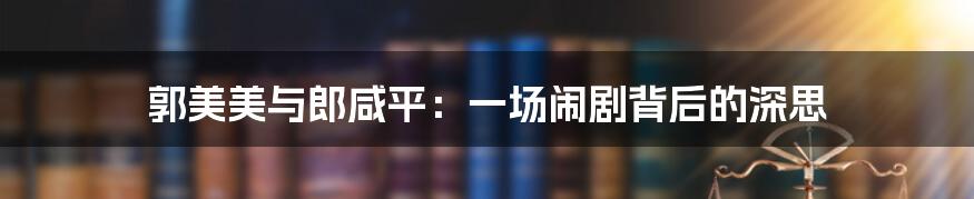 郭美美与郎咸平：一场闹剧背后的深思