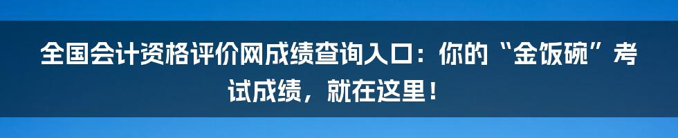 全国会计资格评价网成绩查询入口：你的“金饭碗”考试成绩，就在这里！