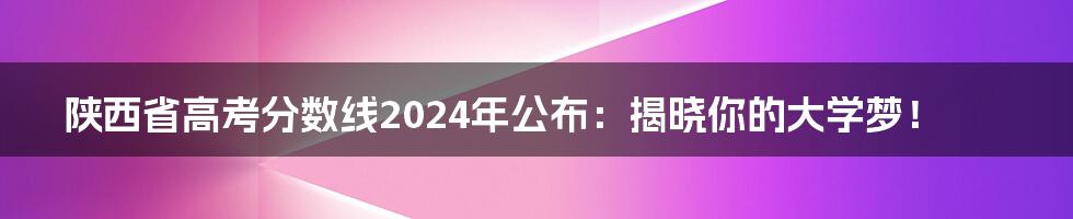 陕西省高考分数线2024年公布：揭晓你的大学梦！