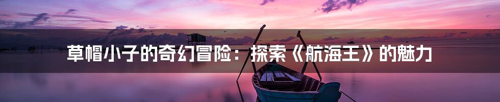 草帽小子的奇幻冒险：探索《航海王》的魅力