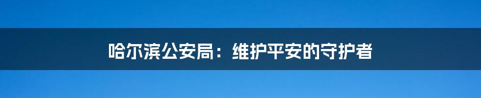 哈尔滨公安局：维护平安的守护者