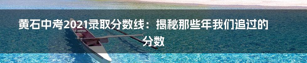 黄石中考2021录取分数线：揭秘那些年我们追过的分数