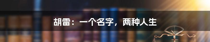 胡雷：一个名字，两种人生