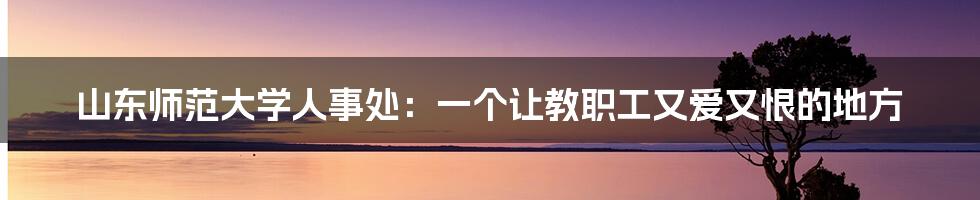 山东师范大学人事处：一个让教职工又爱又恨的地方