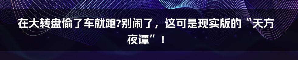 在大转盘偷了车就跑?别闹了，这可是现实版的“天方夜谭”！