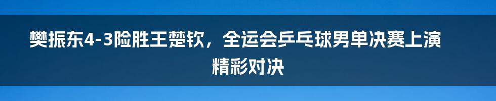 樊振东4-3险胜王楚钦，全运会乒乓球男单决赛上演精彩对决