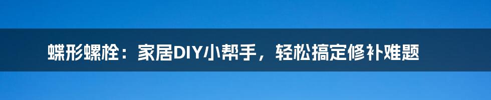 蝶形螺栓：家居DIY小帮手，轻松搞定修补难题